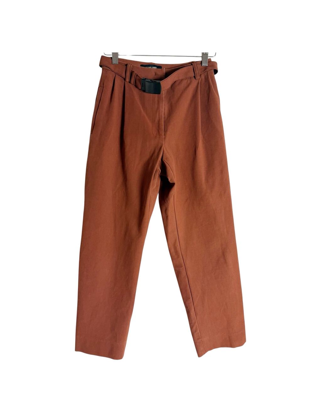 Rachel Comey Rust Brown Belted Pleated Straight Leg High Rise Pants Size 00